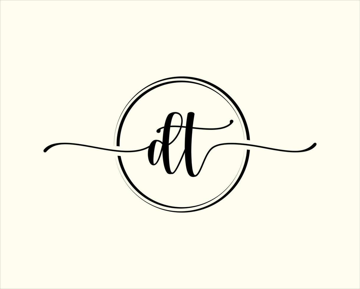 initiale écriture dt cercle logo illustration. dt lettre logo conception avec noir cercle. initiale dt beauté monogramme et élégant logo conception vecteur