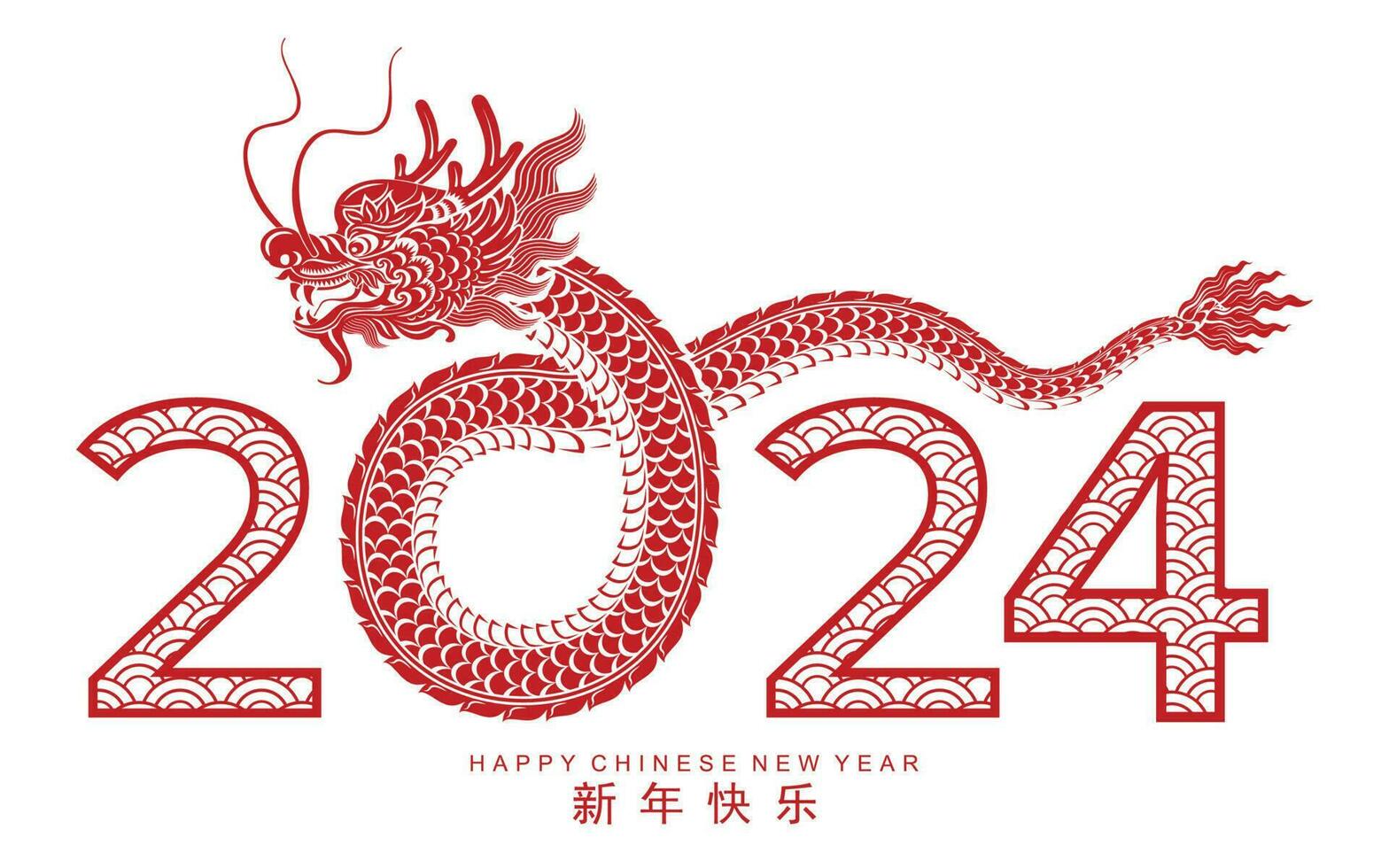 content chinois Nouveau année 2024 le dragon zodiaque signe vecteur