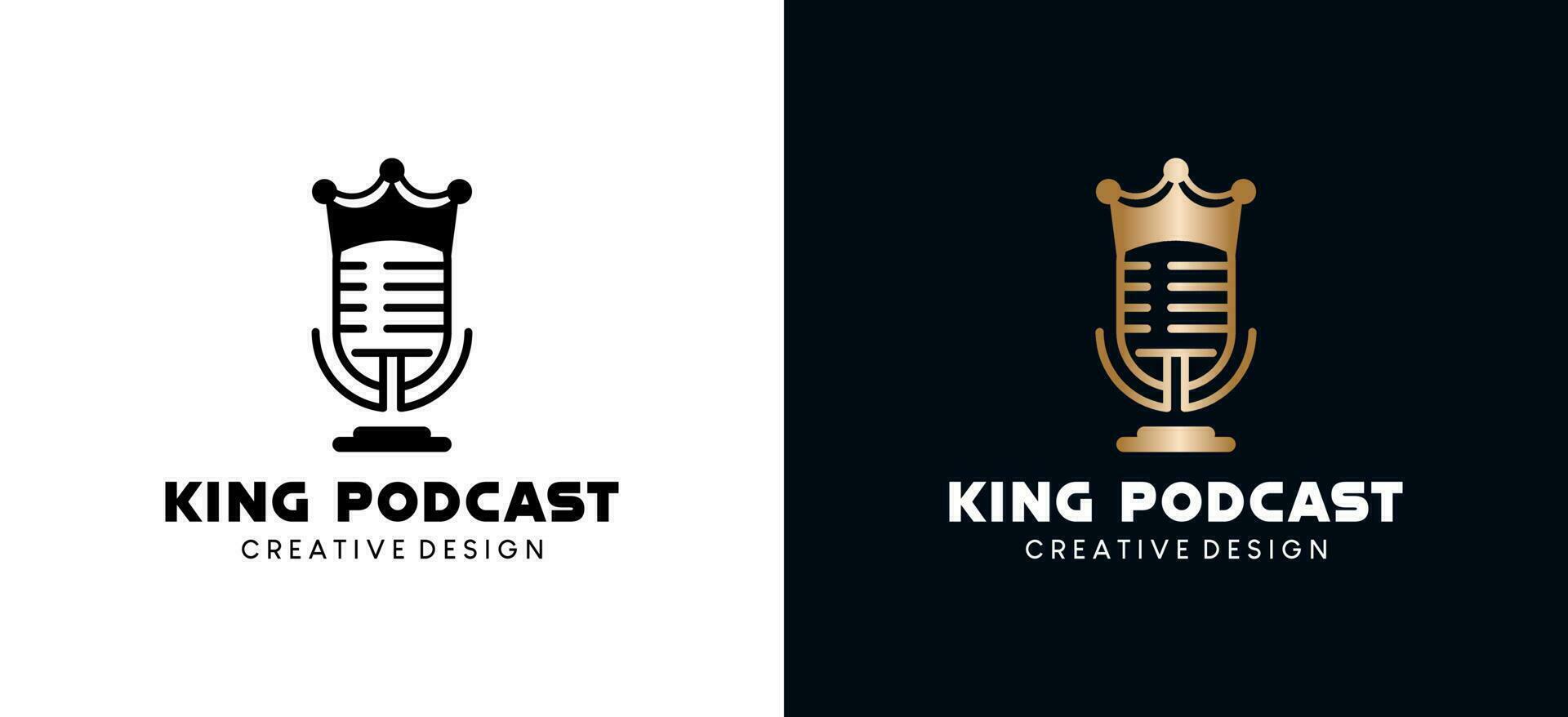 Podcast Roi logo conception avec Créatif concept, microphone logo vecteur illustration