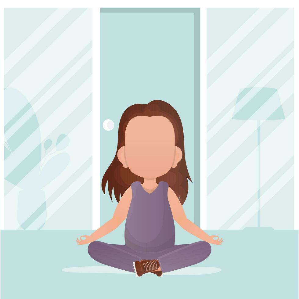 peu fille est Faire yoga. yoga enfants. vecteur illustration.