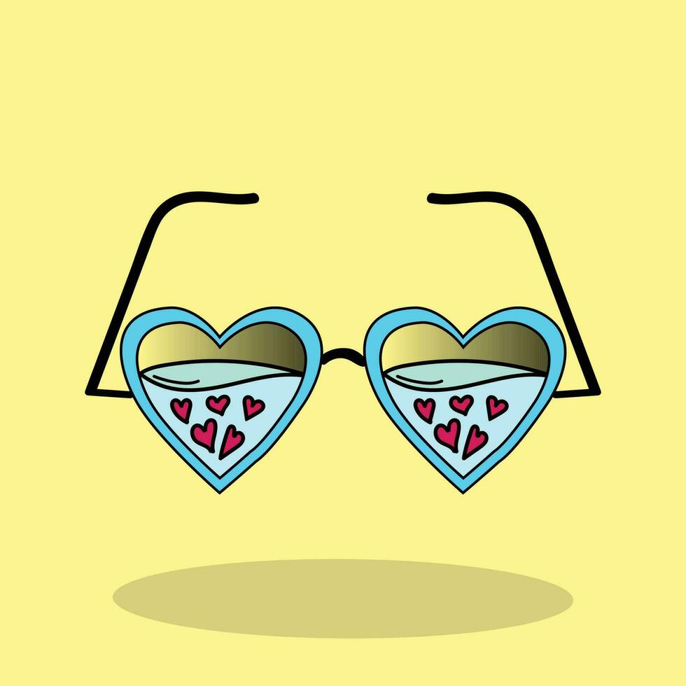 une paire de des lunettes de soleil avec cœurs sur leur cette dire, l'amour vecteur