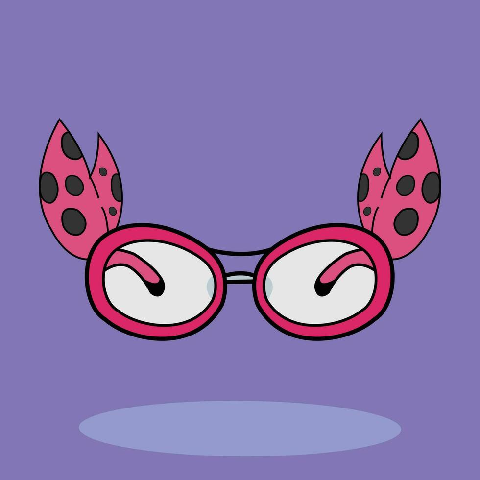 une violet Contexte avec une dessin animé image de une coccinelle des lunettes vecteur