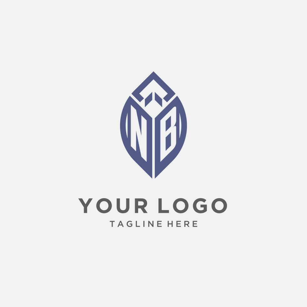 nb logo avec feuille forme, nettoyer et moderne monogramme initiale logo conception vecteur