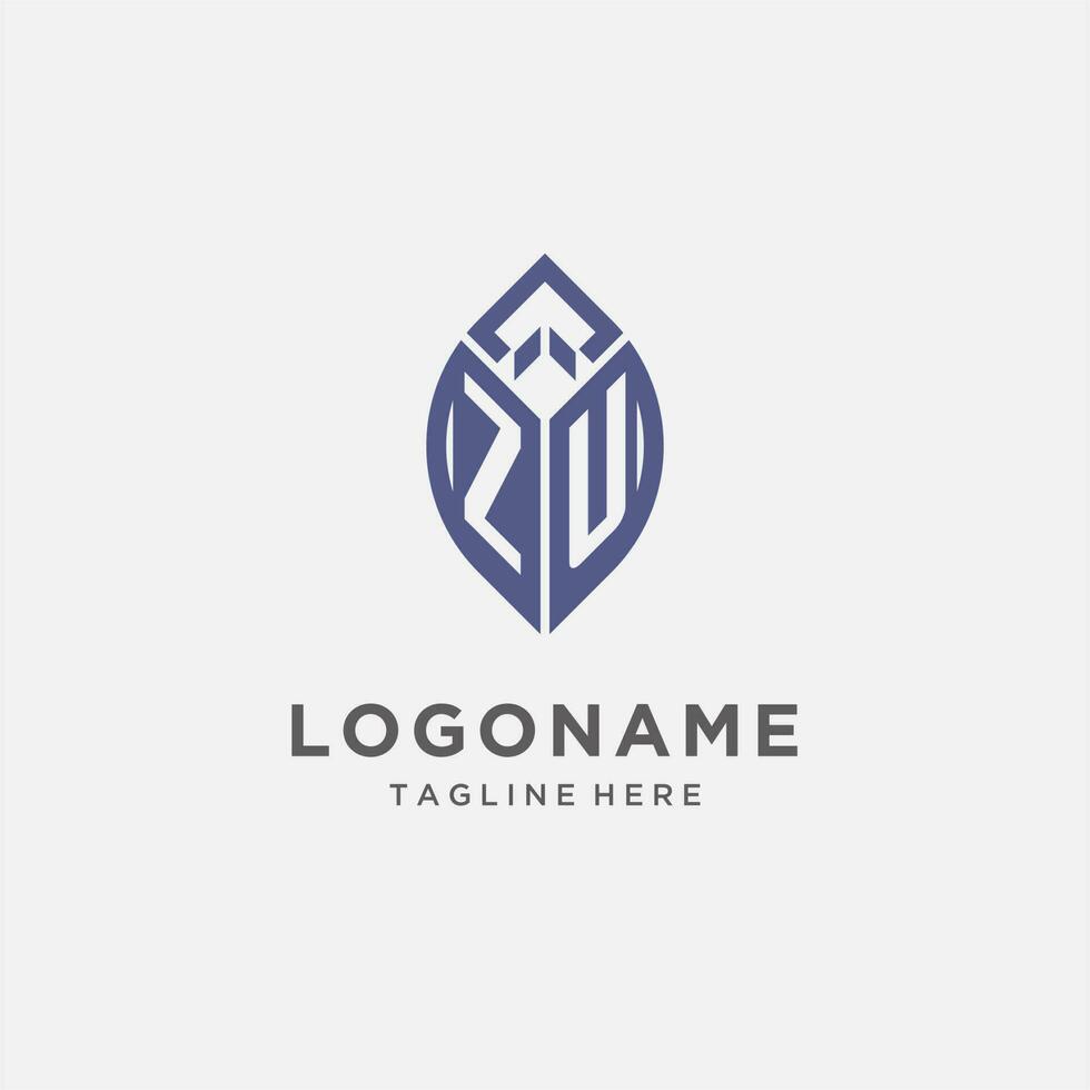 zu logo avec feuille forme, nettoyer et moderne monogramme initiale logo conception vecteur