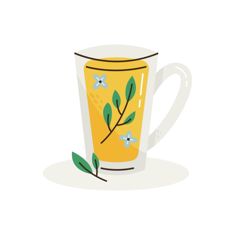 vert thé dans une verre tasse vecteur