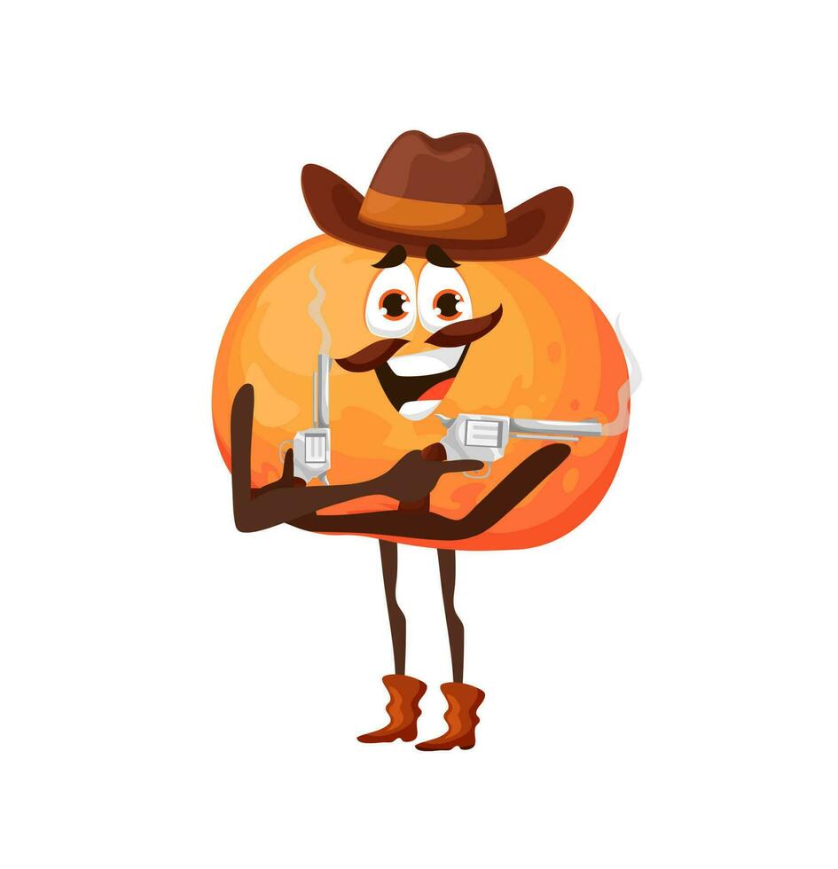 dessin animé voleur Orange personnage avec armes à feu, pistolets vecteur