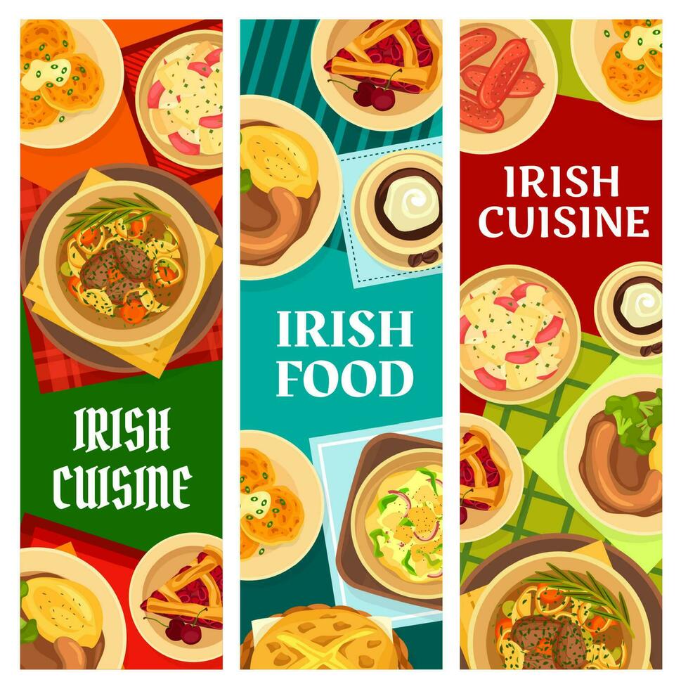 irlandais nourriture restaurant ou café vaisselle vecteur bannière