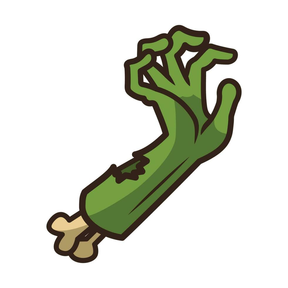 zombi Plastique vert main. Halloween icône vecteur illustration