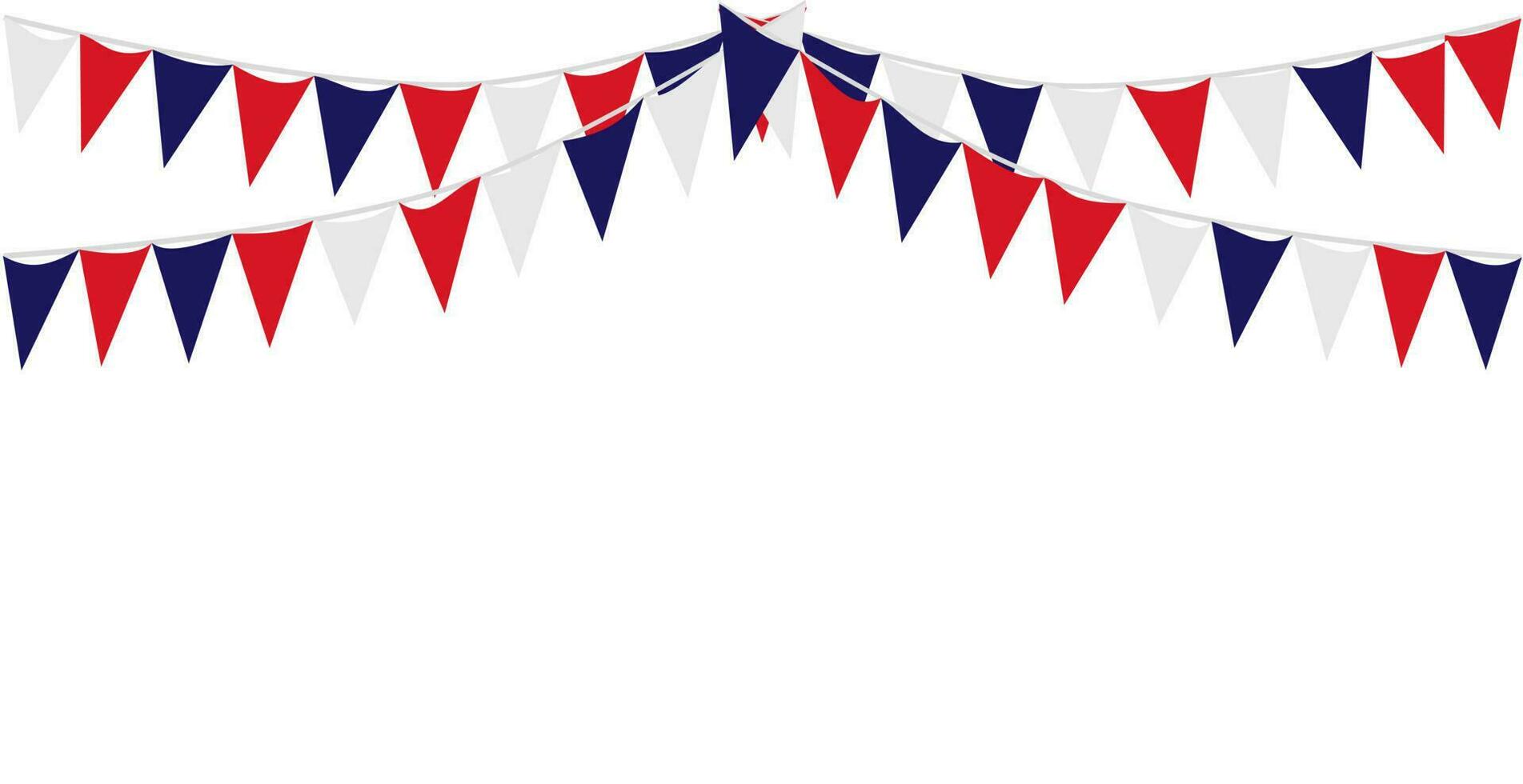 bruant pendaison rouge blanc bleu drapeaux Triangles guirlande bannière Contexte. uni Etat de Amérique, France, Thaïlande, Nouveau la zélande, Pays-Bas, Britanique, génial Grande-Bretagne, Etats-Unis vecteur
