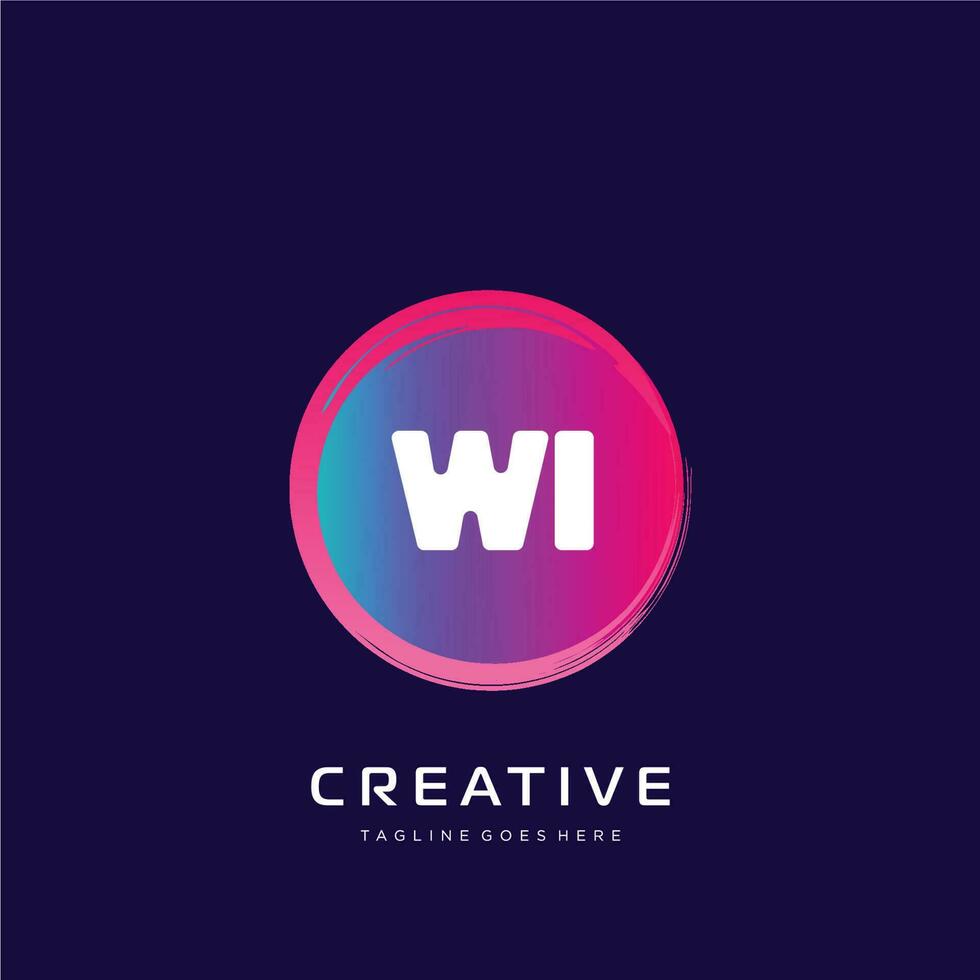 Wi initiale logo avec coloré modèle vecteur. vecteur