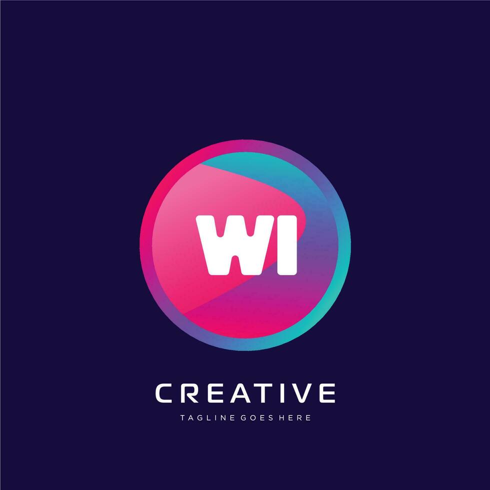 Wi initiale logo avec coloré modèle vecteur. vecteur