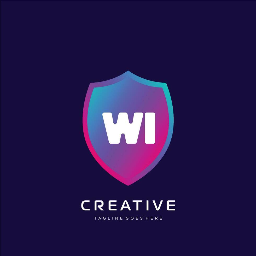 Wi initiale logo avec coloré modèle vecteur. vecteur