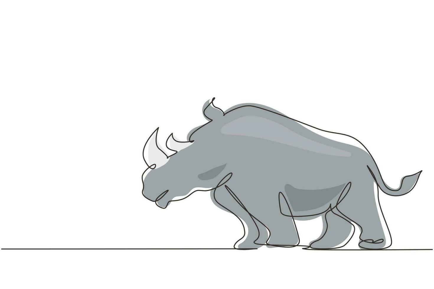 une ligne continue dessinant un rhinocéros fort pour la conservation de l'identité du logo du parc national. mascotte d'animal de rhinocéros africain pour le safari du zoo national. illustration graphique vectorielle de conception de dessin à une seule ligne vecteur