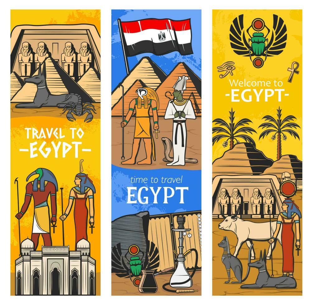 Bienvenue à ancien Egypte, Voyage point de repère bannières vecteur
