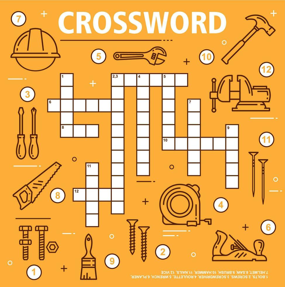 construction et DIY outils mots croisés puzzle Jeu vecteur