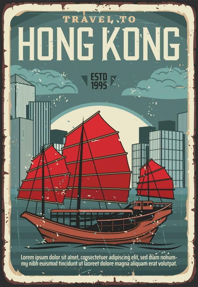 Bienvenue à Hong Kong, Voyage affiche vecteur