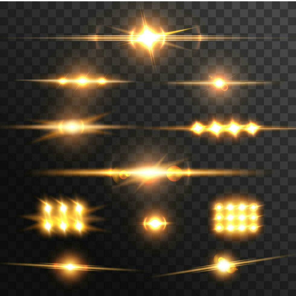 lentille lueur éclater effet, d'or lumière faisceau ou éclat vecteur