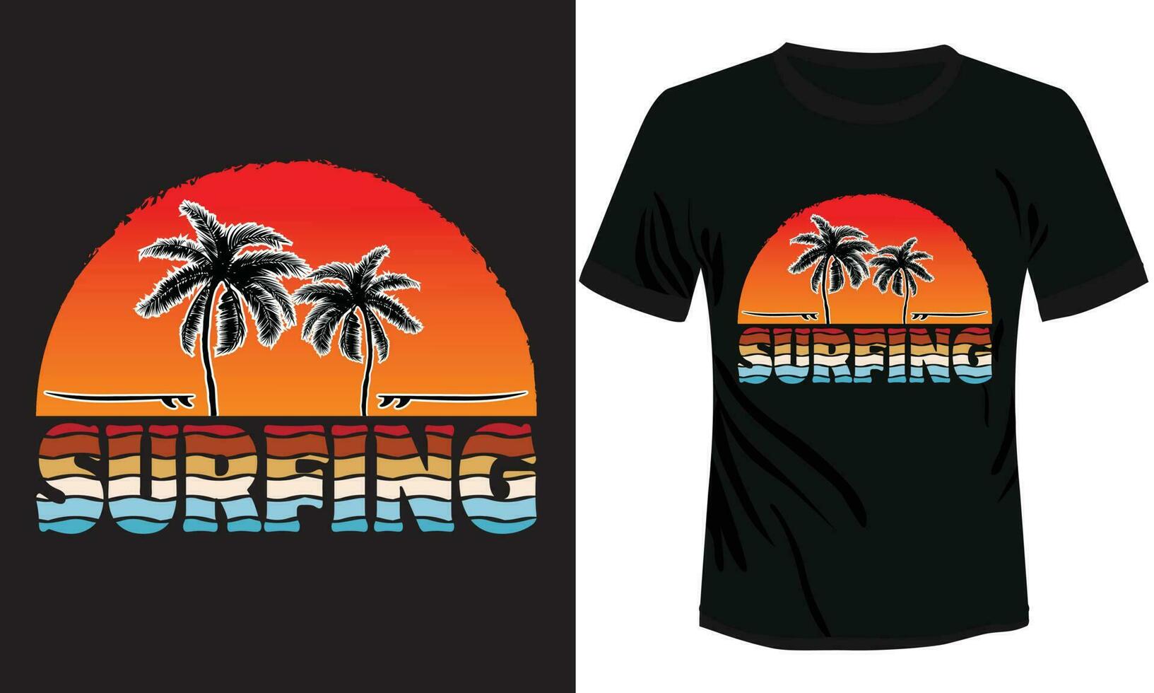 surfant T-shirt conception vecteur illustration