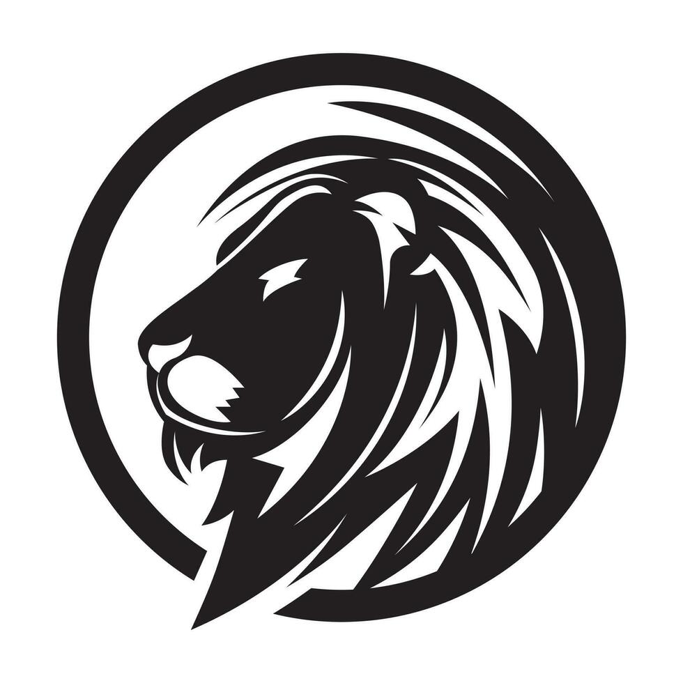 Lion tête clipart noir et blanc vecteur