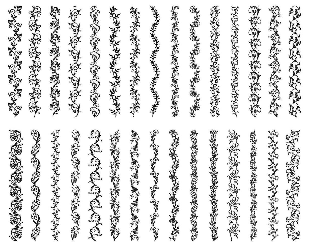 fleur ornement les frontières, fleurir motif Cadre ligne vecteur