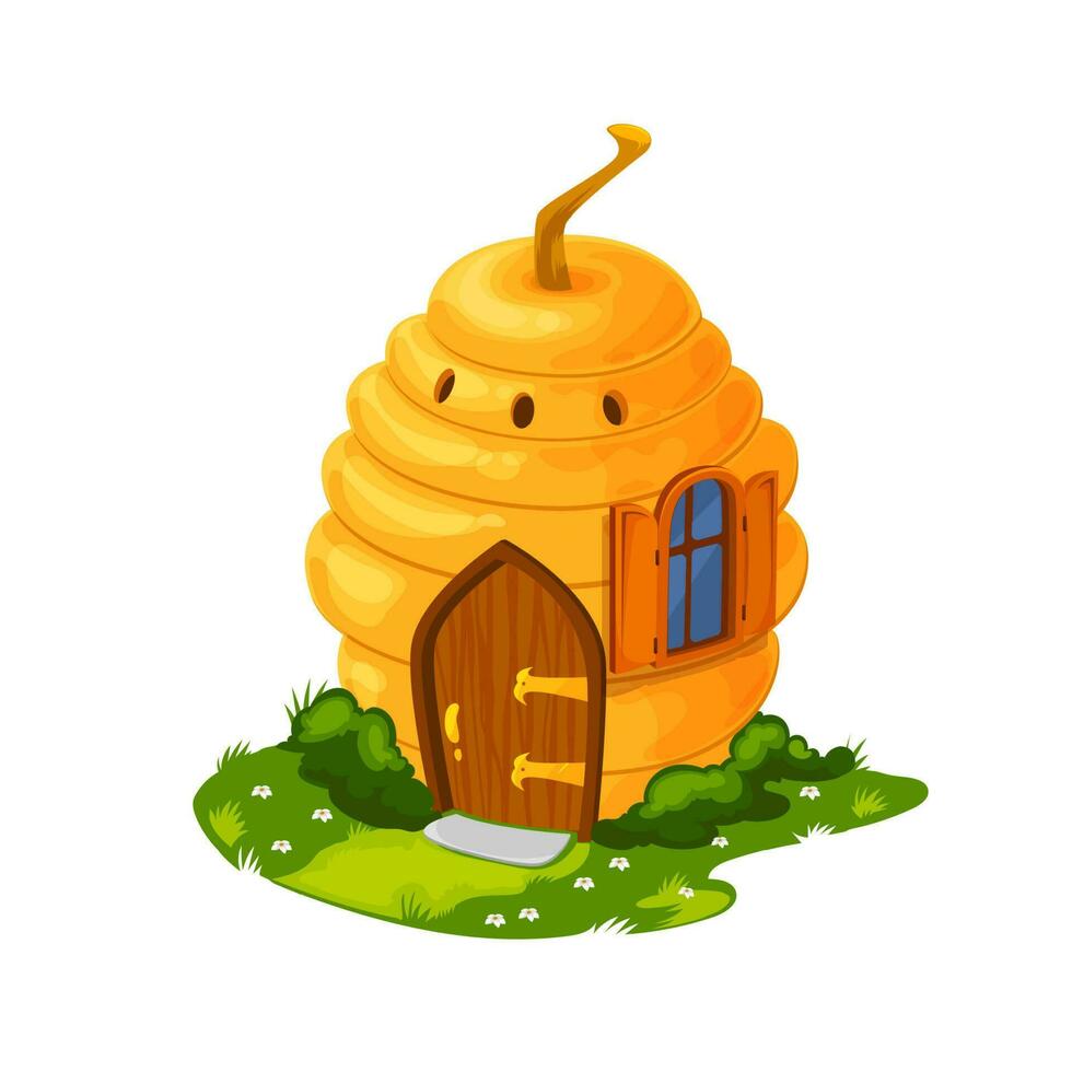 Fée abeille ruche dessin animé maison ou habitation vecteur