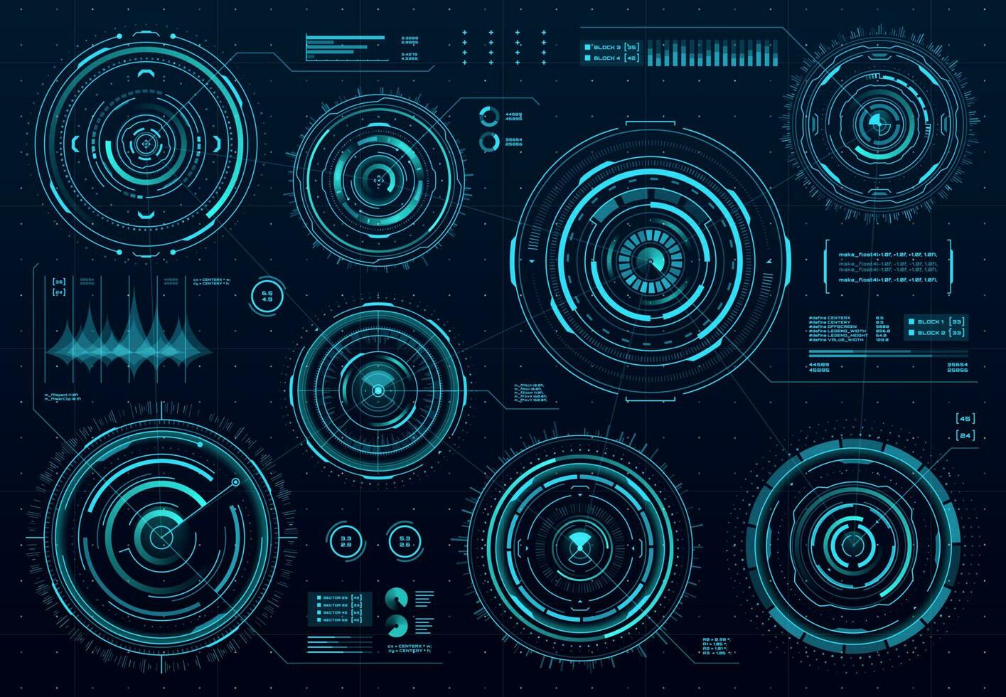 hud futuriste circulaire panneaux ou la toile interface vecteur