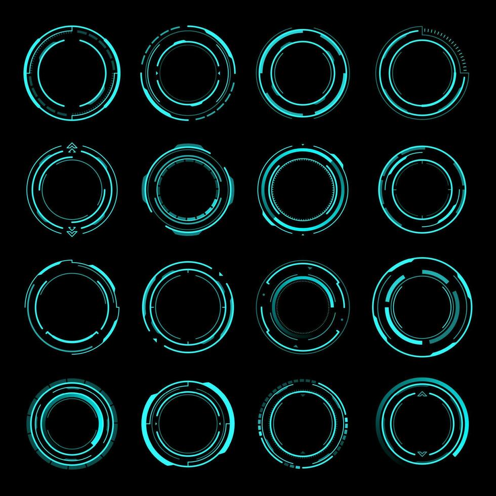 hud rond cadres. objectif contrôle, cible interface vecteur