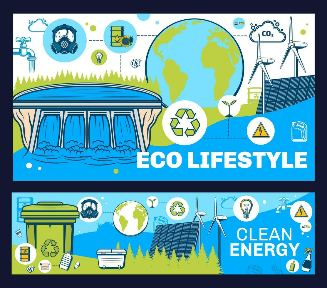 écologie, environnement, éco vert nettoyer énergie vecteur