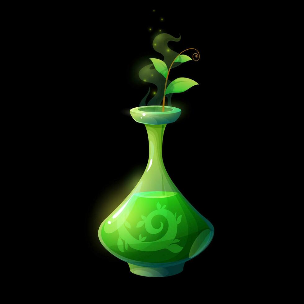 potion bouteille avec vert germer vecteur verre ballon