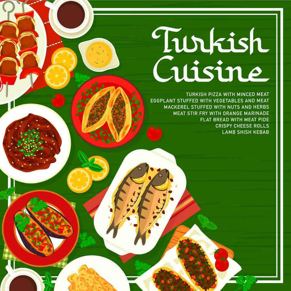 turc cuisine menu couverture modèle de Viande vaisselle vecteur