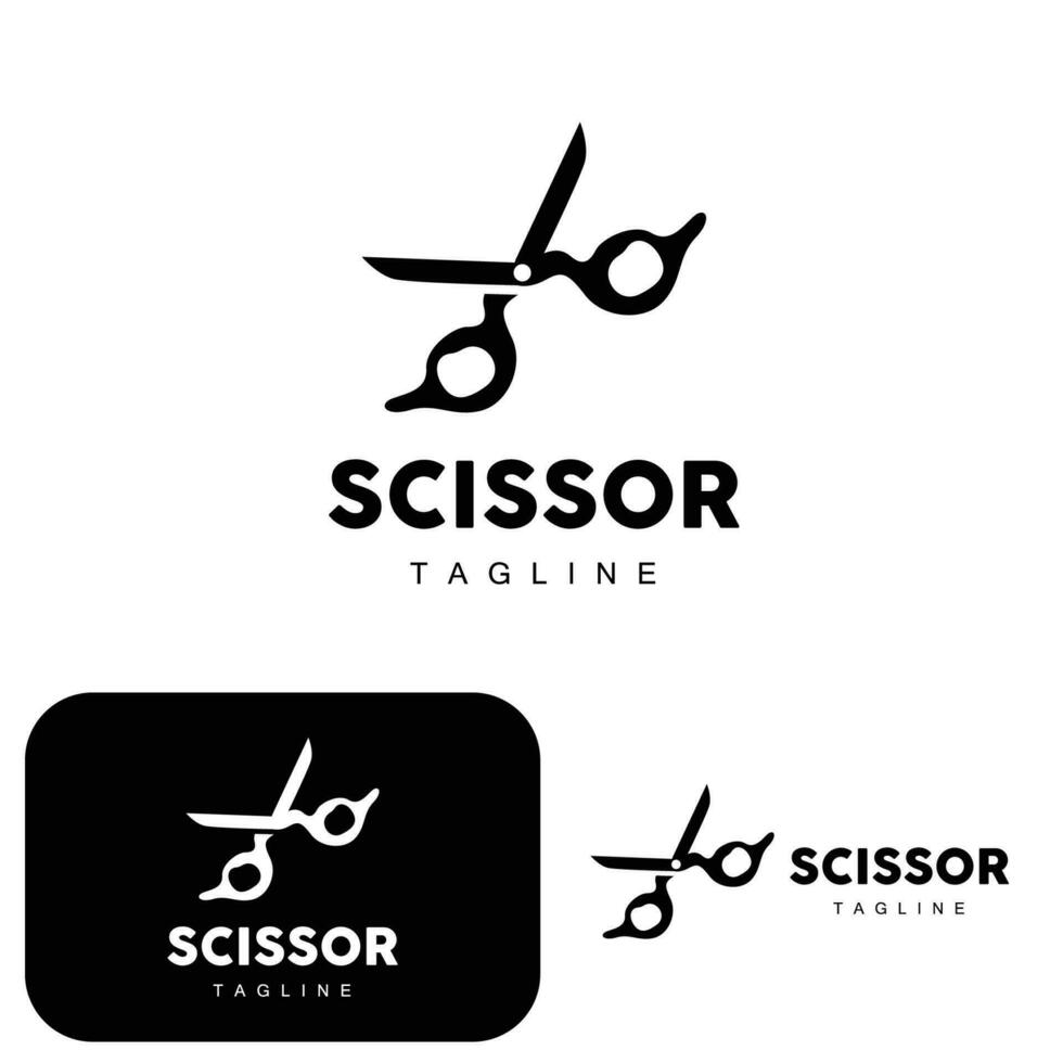 les ciseaux logo, Coupe outils vecteur, salon de coiffure le rasoir les ciseaux Facile conception, illustration modèle icône vecteur