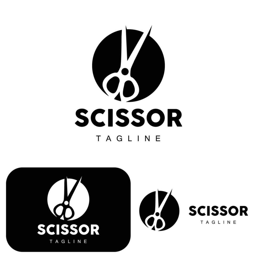 les ciseaux logo, Coupe outils vecteur, salon de coiffure le rasoir les ciseaux Facile conception, illustration modèle icône vecteur