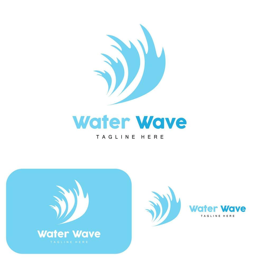 logo de vague d'eau, vecteur de haute mer, conception de modèle de fond maritime