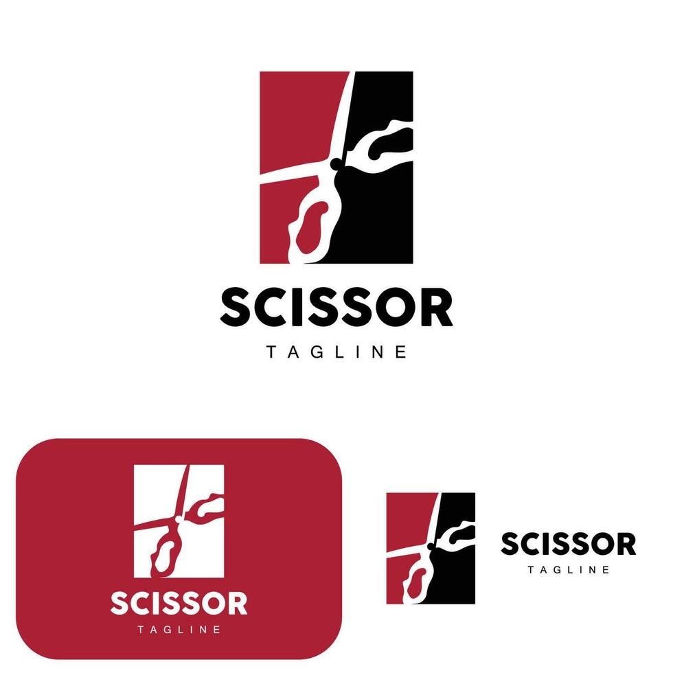 les ciseaux logo, Coupe outils vecteur, salon de coiffure le rasoir les ciseaux Facile conception, illustration modèle icône vecteur