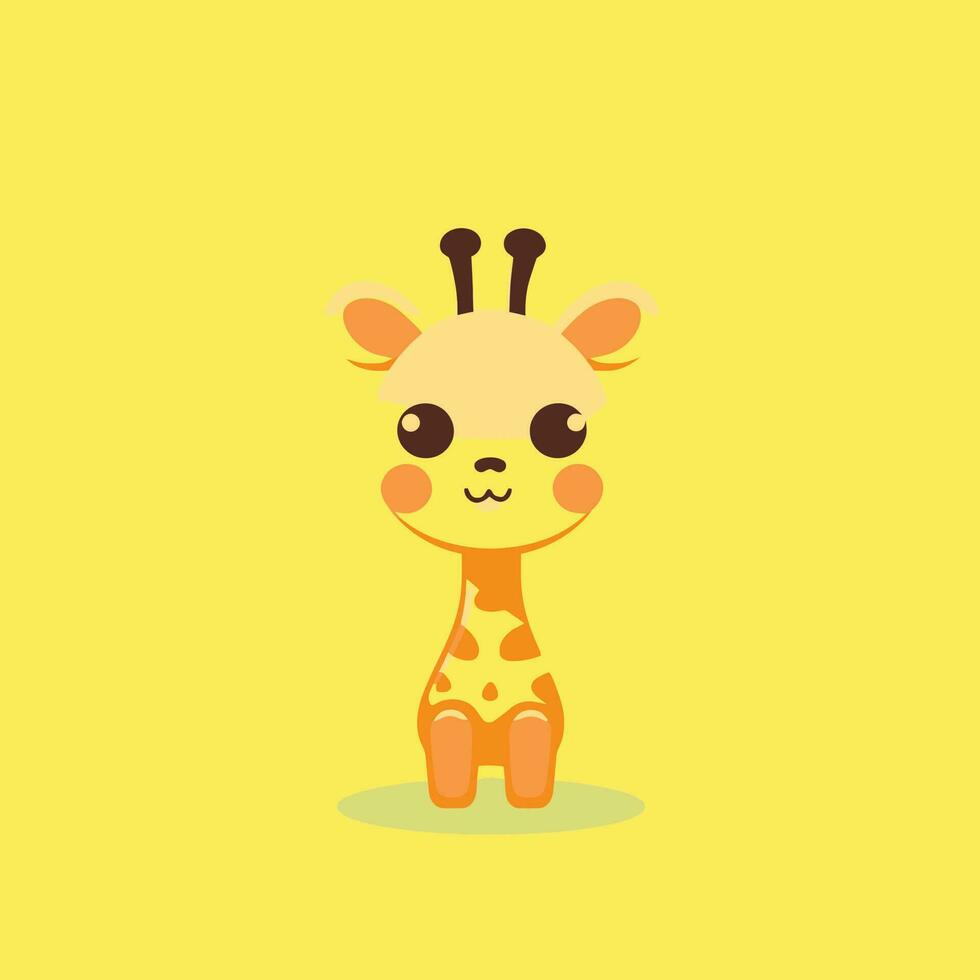 mignonne kawaii girafe chibi mascotte vecteur dessin animé style