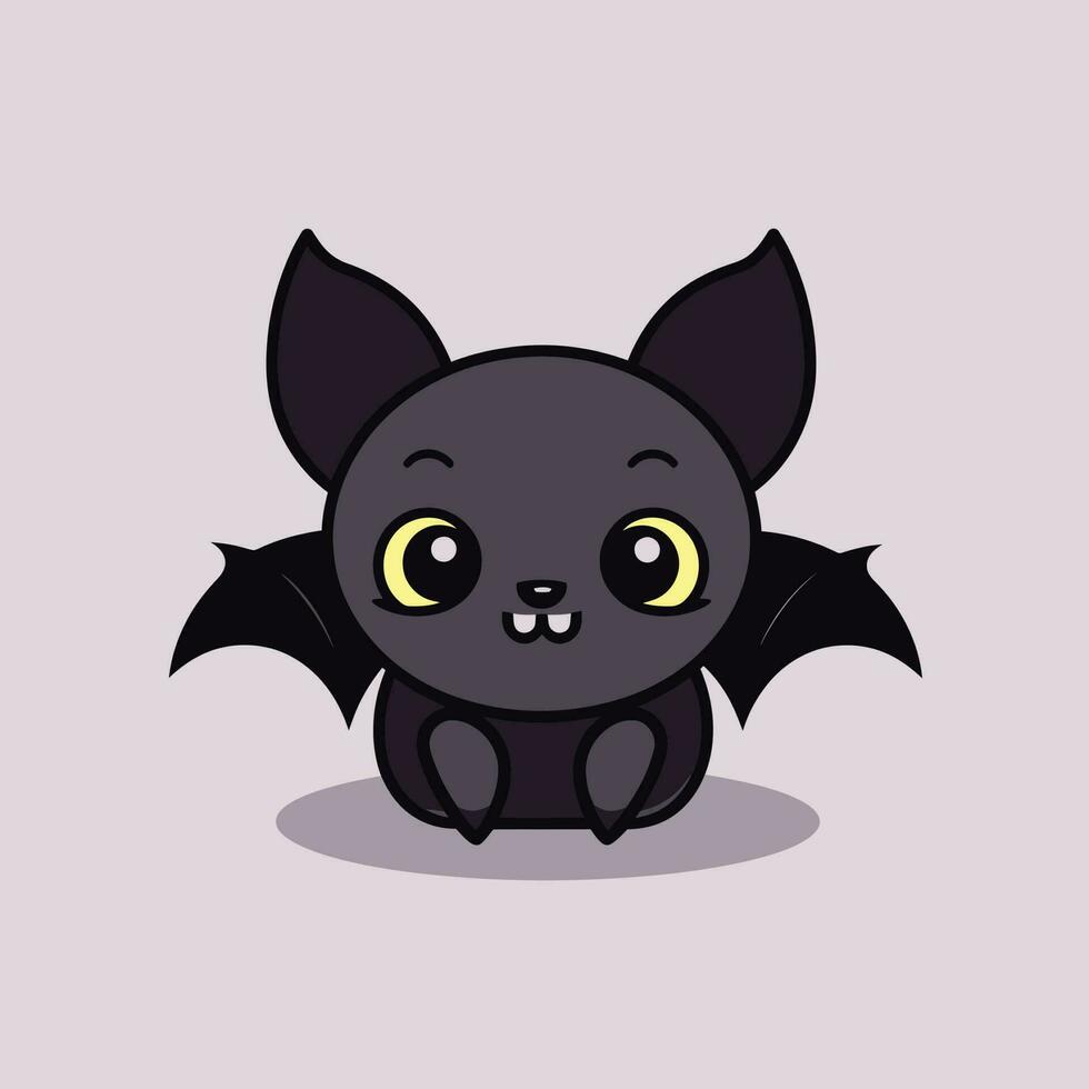 mignonne kawaii chauve souris chibi mascotte vecteur dessin animé style