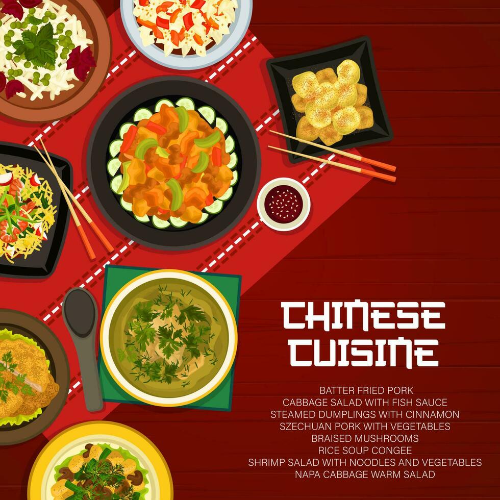 chinois cuisine restaurant menu couverture, asiatique nourriture vecteur