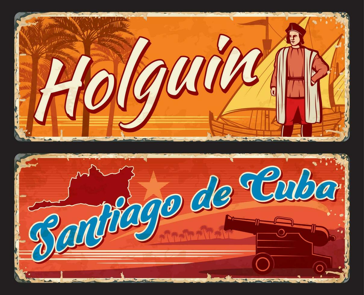 holguin et Santiago de Cuba cubain Régions assiettes vecteur