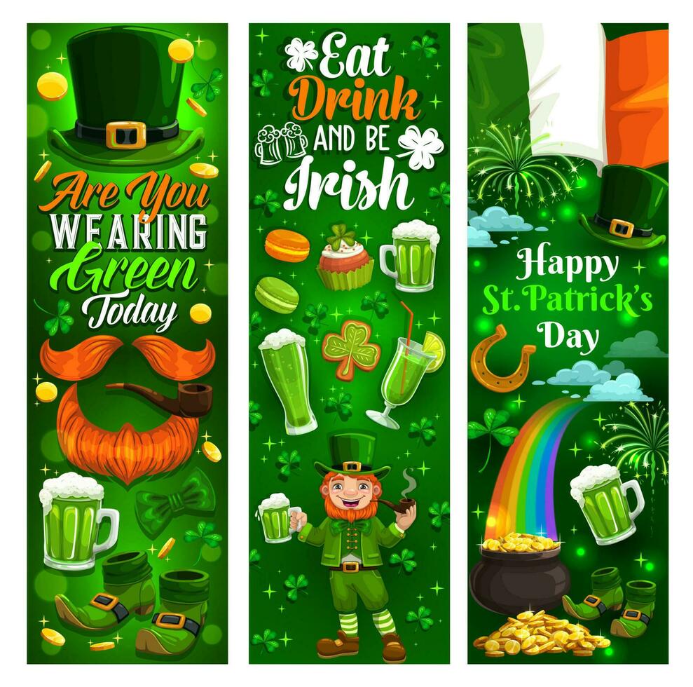 patricks journée irlandais vacances fête symboles vecteur
