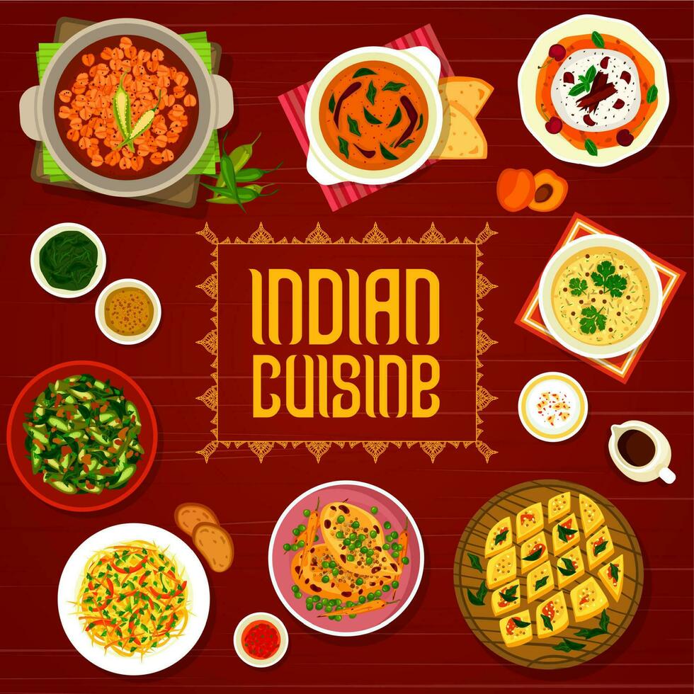 Indien cuisine restaurant menu couverture, pimenter nourriture vecteur