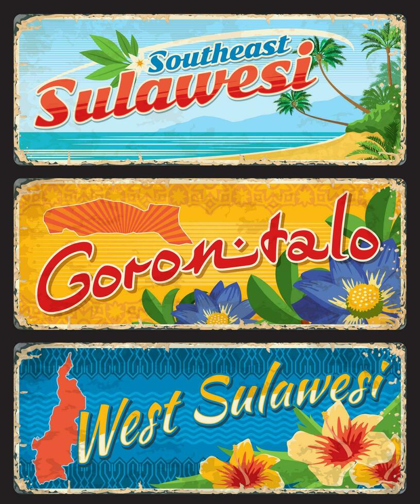 Sud est, Ouest Sulawesi et gorontalo autocollants vecteur