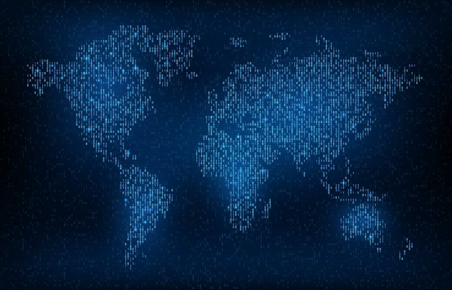 monde carte dans numérique code, global Terre réseau vecteur