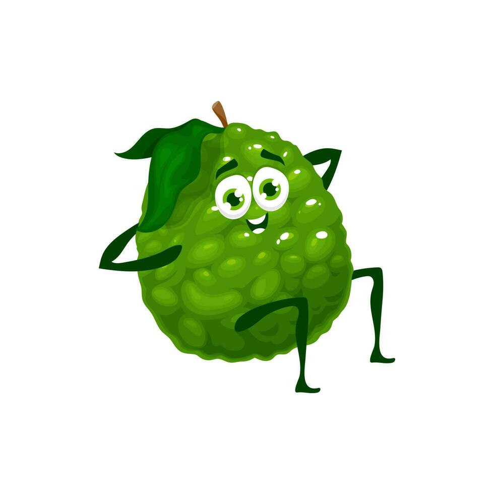 dessin animé vert bergamote fruit personnage aptitude vecteur