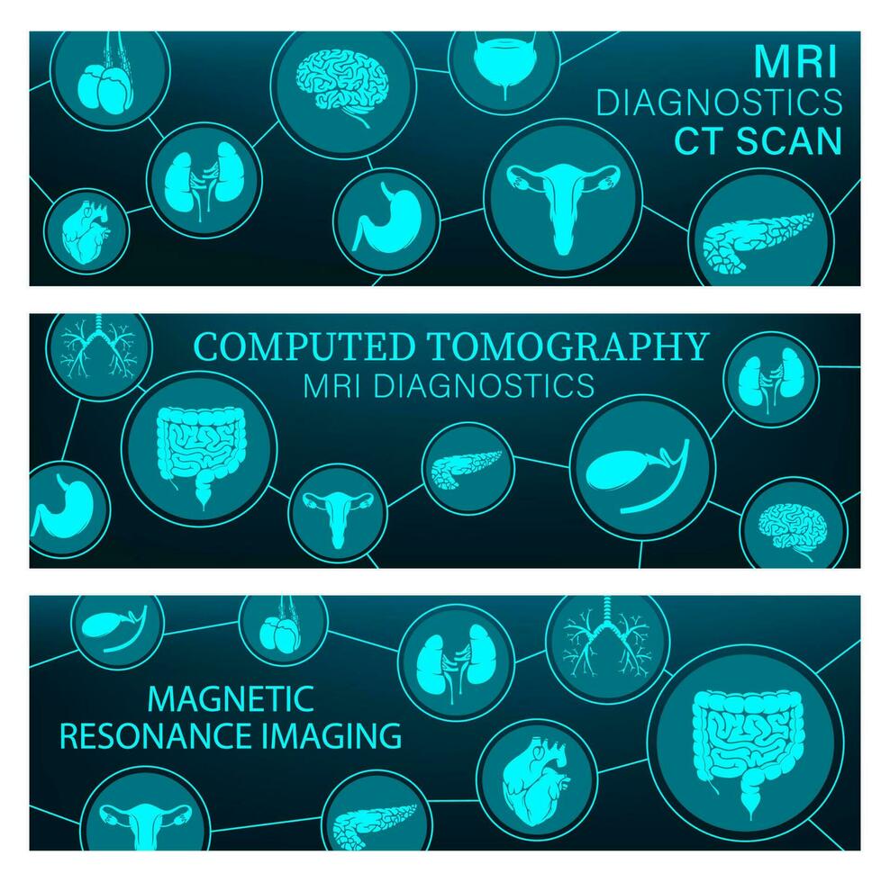 mri Diagnostique et ct analyse médical bannières vecteur