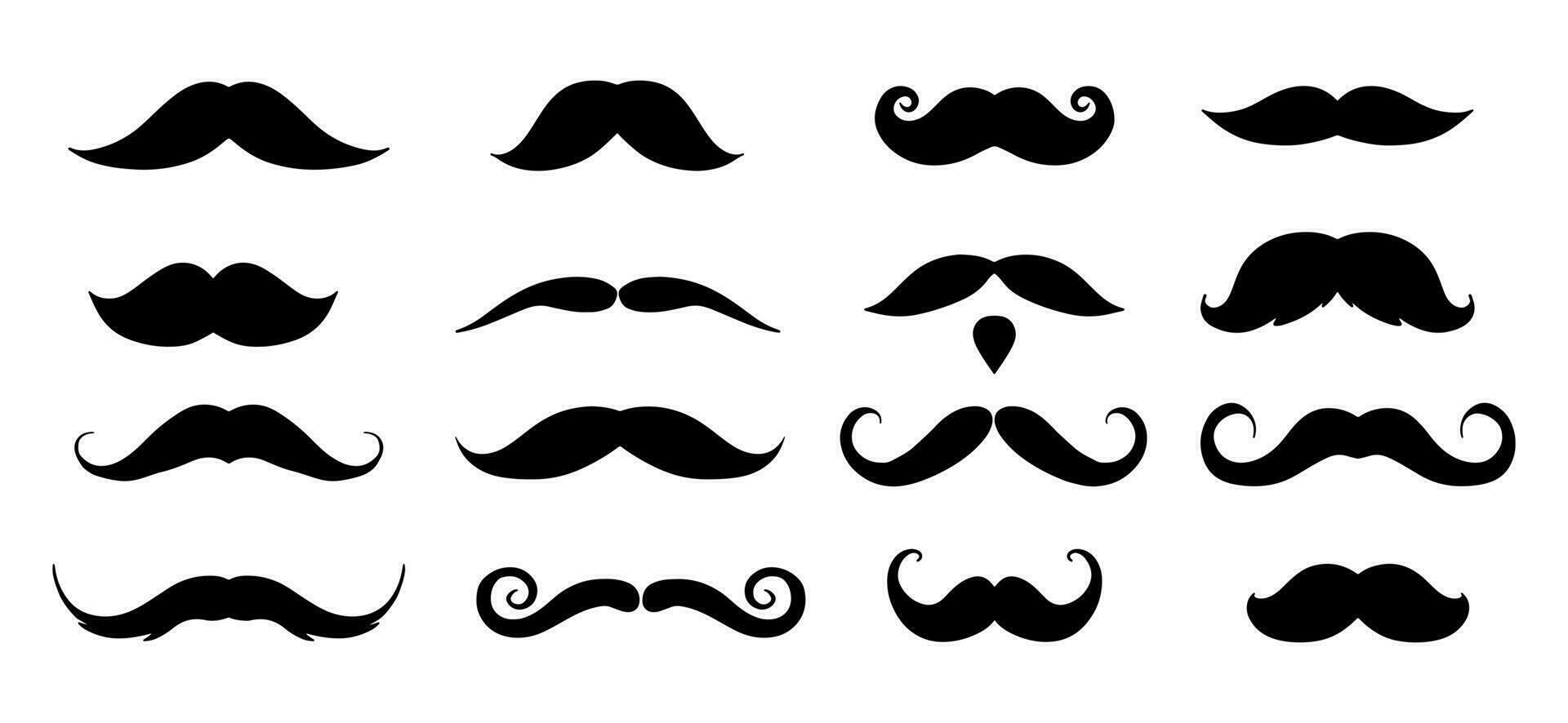 ensemble de moustache isolé sur blanc Contexte. collection de moustache faciale cheveux pour Hommes, coiffeur coiffure éléments. vecteur illustration