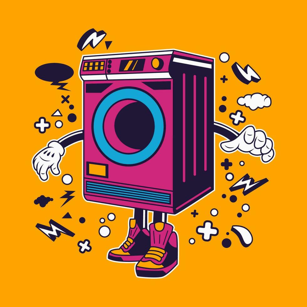 la lessive machine dessin animé personnage vecteur illustration