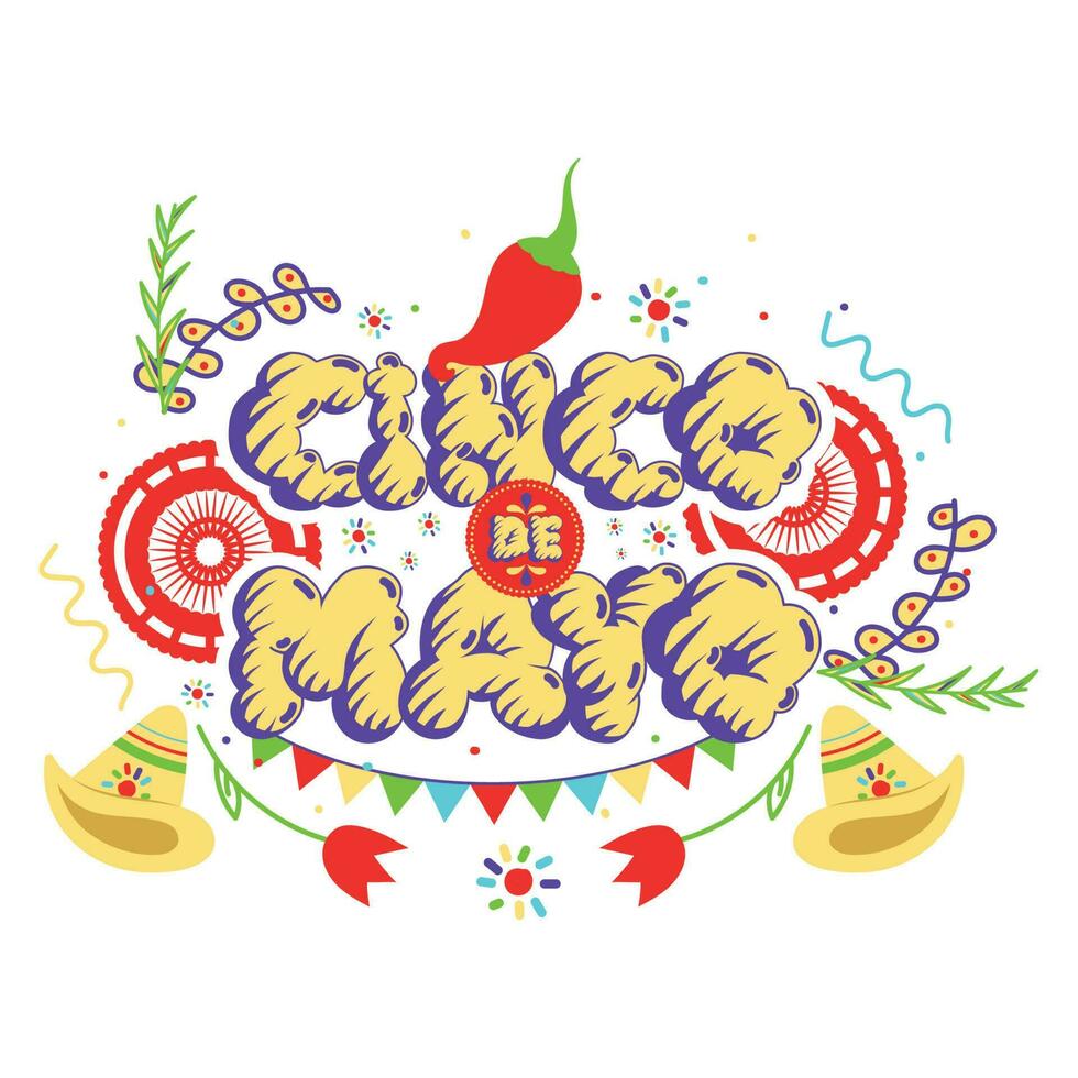 cinco de mayo bannière avec typographie vecteur