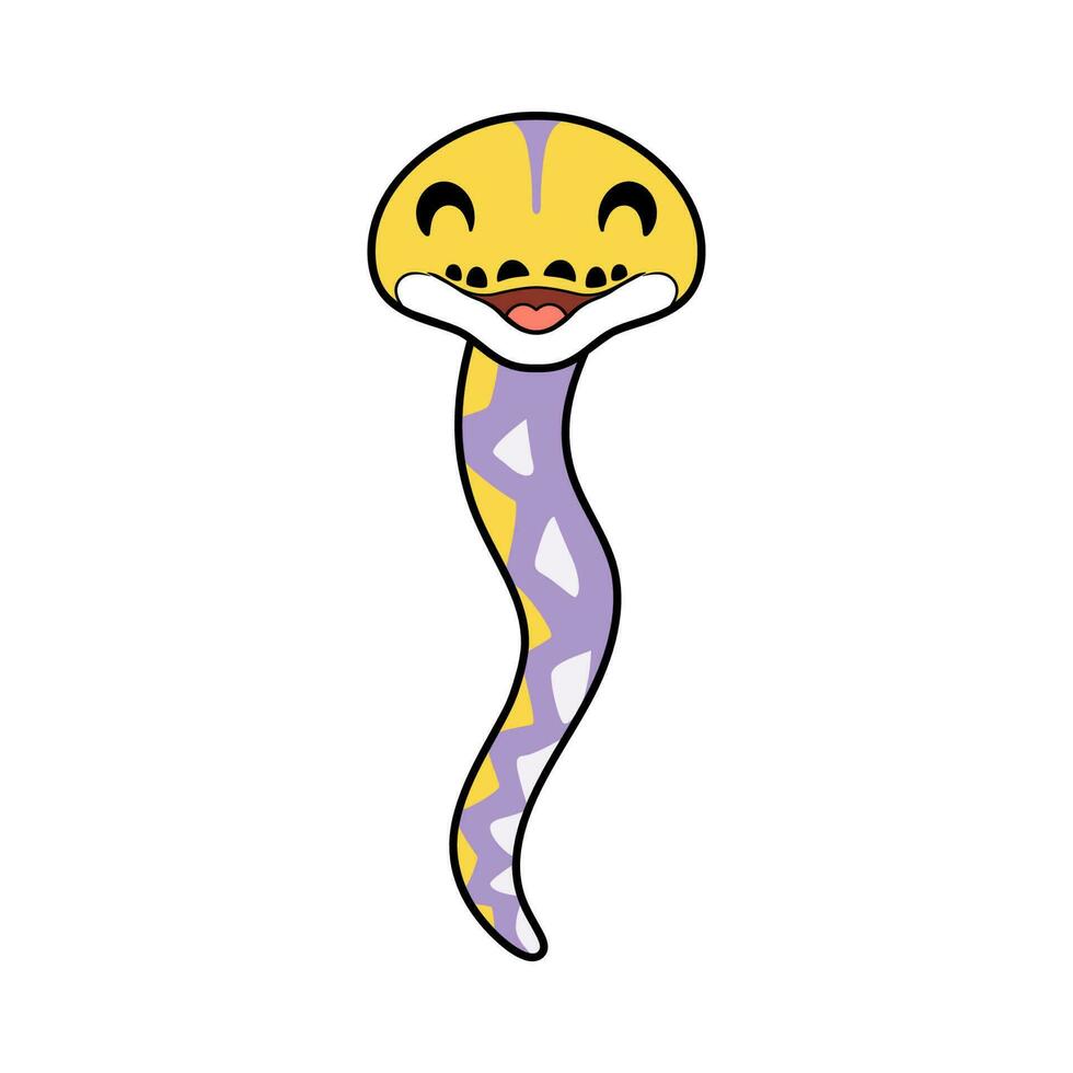 mignonne lavande réticulé python dessin animé vecteur