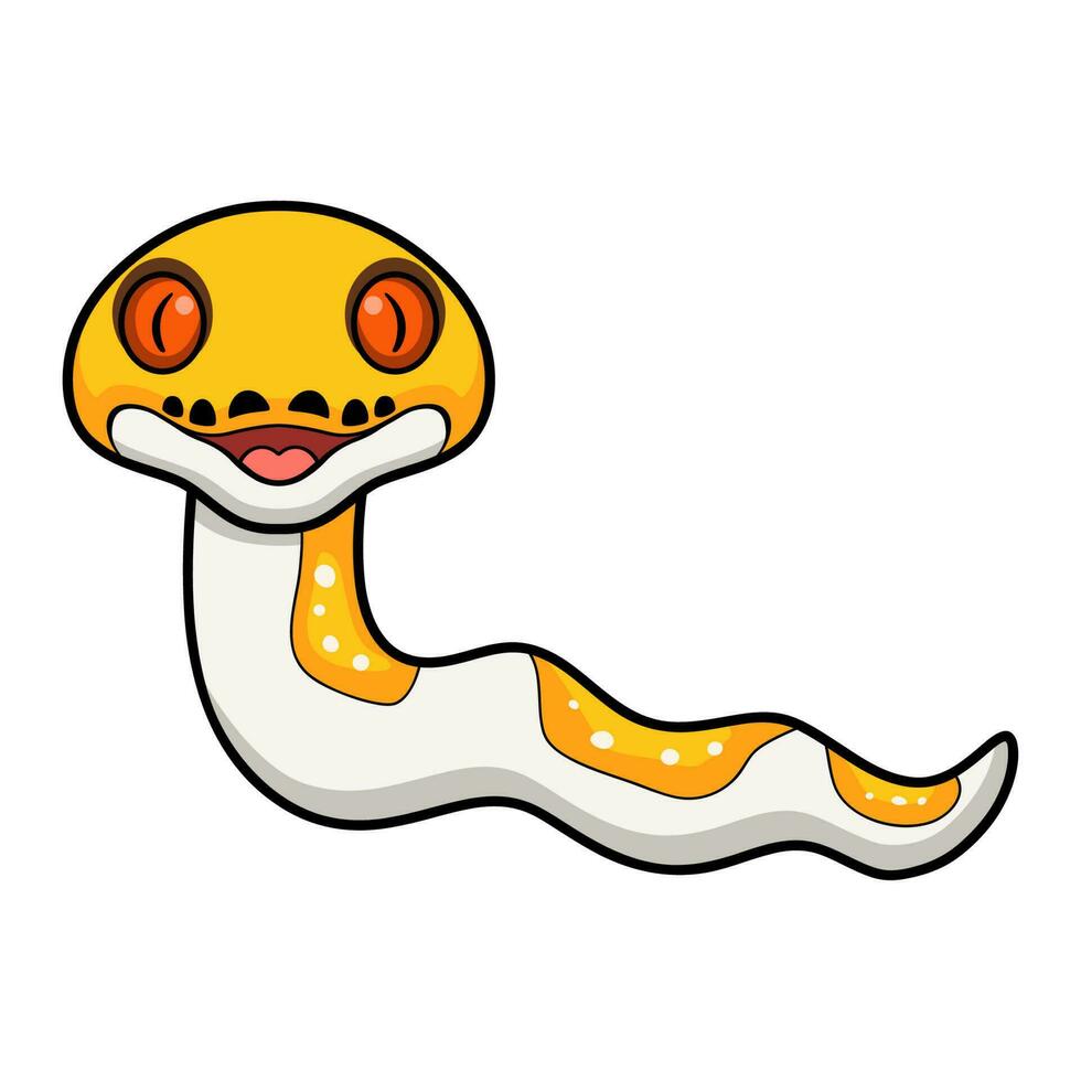 mignonne albinos pie réticulé python dessin animé vecteur