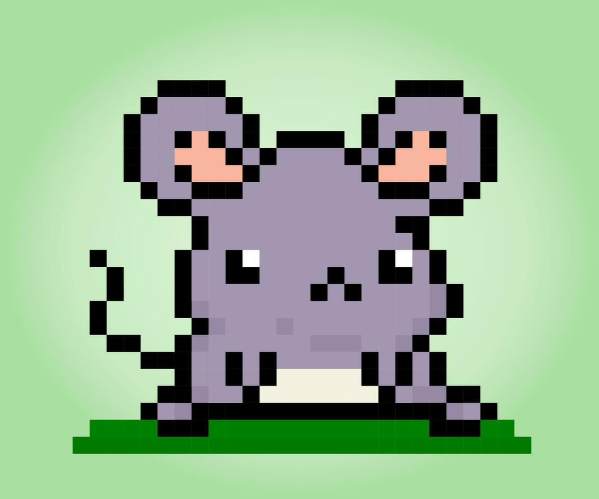 8 bits pixel rat. animaux pour Jeu les atouts et traverser des points de suture motifs dans vecteur illustrations.